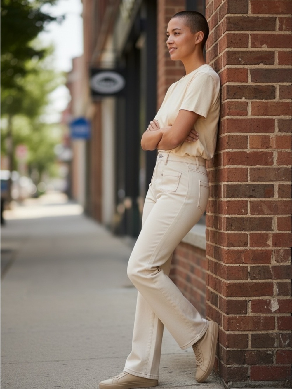 High-Rise Brooke High-rise Jeans with Microflare in Cream